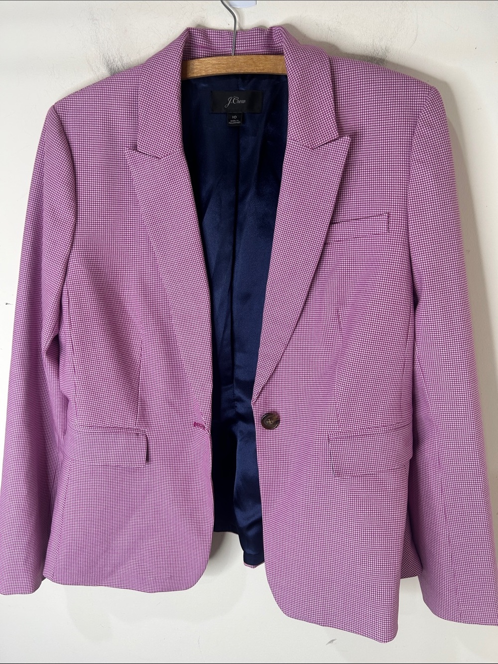 J. CREW Pink Peplum Back Houndstooth Blazer Office Business Size 10 - Picture 14 of 16